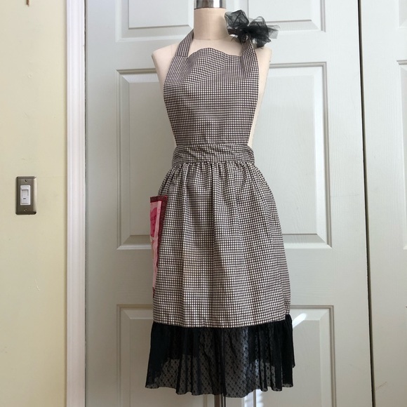 NEW Pinafore Apron Hostess Novelty Reversible Cottage Core Custom Made Sz L - Picture 14 of 16